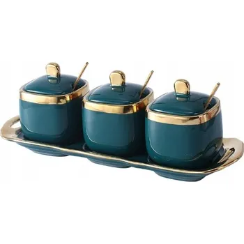 Dóza na potraviny Sada keramických dóz Goldstart B043, zelené odstíny, 7 ks