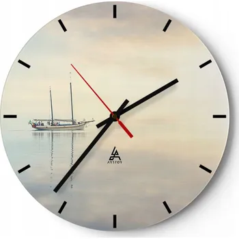 Hodiny Velké nástěnné hodiny 40x40 Plachetnice Skleněné hodiny Kulatý Tiché