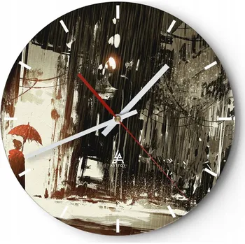 Hodiny Velké nástěnné hodiny 40x40 cm Město Skleněné hodiny Kulatý Tiché