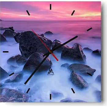 Hodiny Velké nástěnné hodiny 40x40 Krajina Skleněné hodiny Tiché