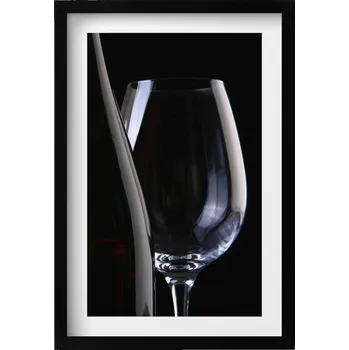 Obraz Nástěnný obraz v černém rámu do obýváku nebo kuchyně: Sklenice a láhev, 40x60 cm