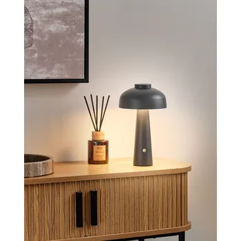 Lampička Stolní LED lampa černá železná se stínidlem bezdrátová moderní osvětlení interiér Beliani