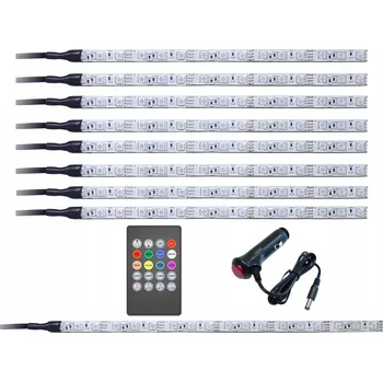 Osvětlení interiéru vozidel RGB LED pásek do auta s hudebním režimem 8x30cm + osvětlení zavazadlového prostoru