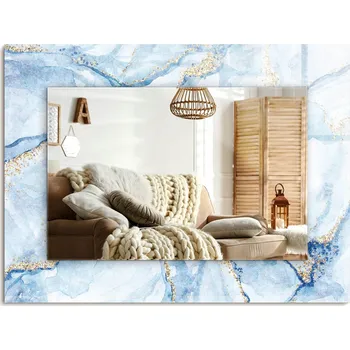 Zrcadlo Nástěnné Zrcadlo s ozdobným rámem, abstraktní mramorový vzor, 80x60 cm