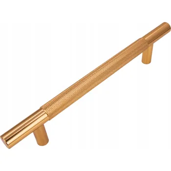 Nábytkové kování Nábytková úchytka reling rýhovaný 128 mm zlatá Kovová úchytka na skříňku