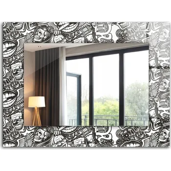 Zrcadlo Zrcadlo s potiskem do koupelny ložnice obývacího pokoje Černobílé 80x60 cm