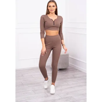 Dámské legíny Žebrovaný mocca set: Top & Legíny - K-Fashion, UNI i519_23931-U