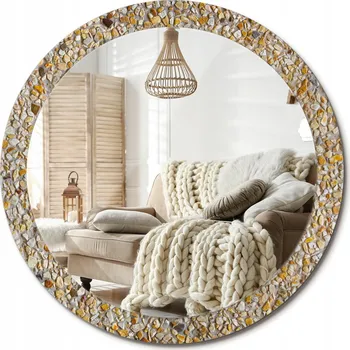 Zrcadlo Zrcadlo s potiskem do koupelny do předsíně, kuchyně, vzor lastrik, průměr 90 cm