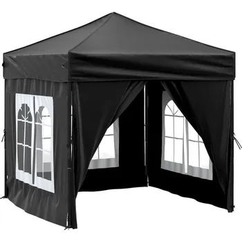 Zahradní stan OMAXI Skládací party stan s bočními stěnami černý 2 x 2 m 974384