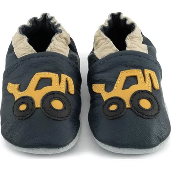 Capáčky CAROZOO Kožené capáčky s koženou podrážkou traktor 7-8 let Černá 32,5