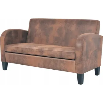 Pohovka Dvoumístná semišová pohovka - hnědá, 139x70x76 cm