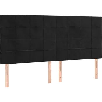 Černé sametové čelo postele 100x78 cm 4 ks