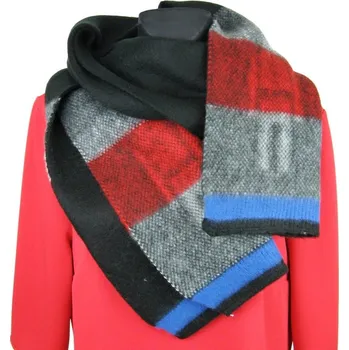 Šála Teplá zimní dámská šála černočervená + vojáček 2v1 (Oboustranný teplejší dámský šál )