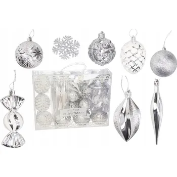 Vánoční dekorace VÁNOČNÍ BAŇKY PLASTOVÉ OZDOBY NA VÁNOČNÍ STROMEK VELKÁ SADA 29 KS