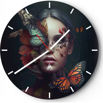 Hodiny Nástěnné hodiny do kuchyně 30x30 Motýli Skleněné hodiny do obýváku Loft Tiché