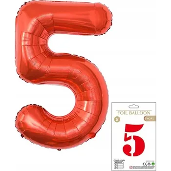 Balónek OBROVSKÝ FÓLIOVÝ BALÓN ČÍSLICE PĚT 5 ČERVENÝ BALÓNKY NAROZENINY 100 CM XXL HELIUM