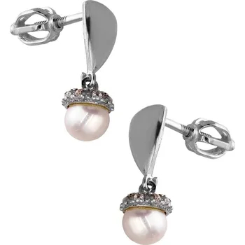 Náušnice Zlaton Náušnice bílé zlato kulička s perlou 2.1g výška 1.3cm 000270711248