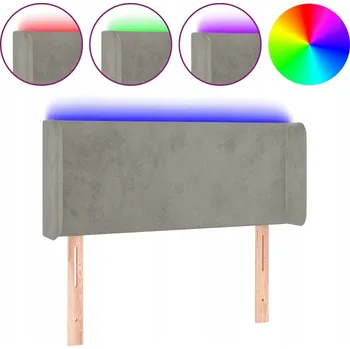 Čelo postele LED Samet 83x16x78/88 světle šedé