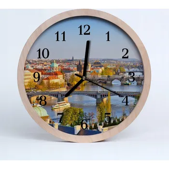 Hodiny Nástěnné quartzové hodiny s plynulým chodem Město Praha