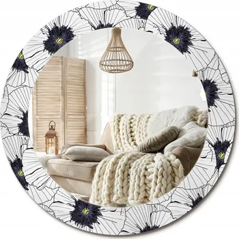 Zrcadlo Zrcadlo s potiskem do koupelny ložnice obývacího pokoje fi 60 cm Květinová kompozice