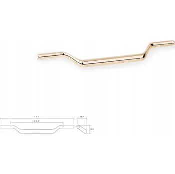 Nábytkové kování Nábytková úchytka VIEFE 0602/160 VALLEY, délka 223 mm, lesklá mosaz