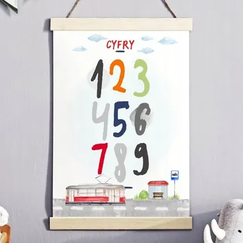 Plakát Plakát Obrázek pro Děti Tramvaj a Čísla A3 (29,7 x 42 cm)