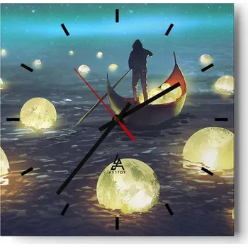 Hodiny Velké nástěnné hodiny 40x40 Abstrakce Skleněné tiché hodiny