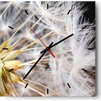 Hodiny Velké nástěnné hodiny na zeď 40x40 Květinové skleněné hodiny Čtvercové Tiché