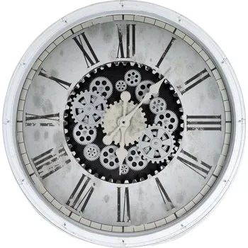 Hodiny Velké retro nástěnné hodiny v bílé barvě s římskými číslicemi