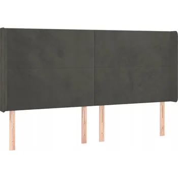 Čelo postele ušák sametové, tmavě šedé, 163x16x118/128 cm