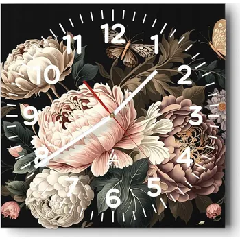 Hodiny Kuchyňské nástěnné hodiny 30x30 Botanika Skleněné hodiny do obýváku Moderní Tiché