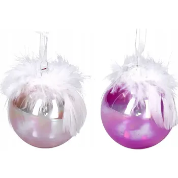 Vánoční dekorace Vánoční Koule skleněná opál peříčková ozdoba na vánoční stromeček