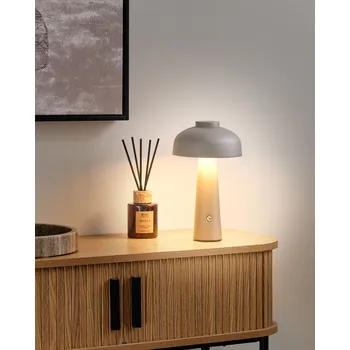 Lampička Stolní LED lampa šedá železná se stínidlem bezdrátová moderní osvětlení interiér Beliani