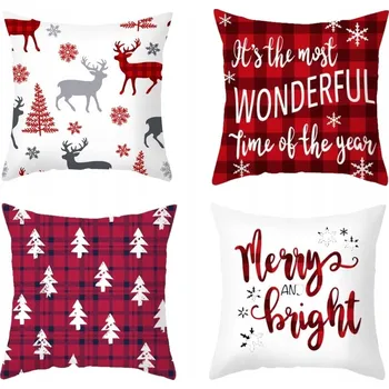 Povlečení 4x SADA POVLEČENÍ NA POLŠTÁŘ VÁNOČNÍ POVLEČENÍ VÁNOČNÍ Svátky 40X40