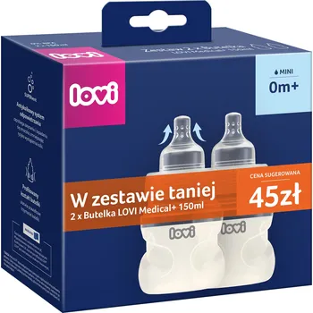 Kojenecká láhev LOVI Dupak lahví pro miminka Lovi Medical+ 150 Ml s dudlíkem mini 0m+