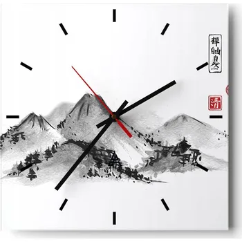 Hodiny Velké nástěnné hodiny 40x40 Krajina Skleněné hodiny Tiché