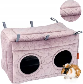 ZÁVĚSNÝ DOMEČEK SE DVĚMA VCHODY pro morčata, hlodavce, činčily, fretky 34x22cm