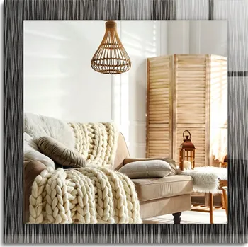 Zrcadlo Zrcadlo nástěnné s ozdobným skleněným rámem Moderní Linie 60x60 cm