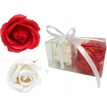 umělá květina KVĚTINOVÝ BOX MYDLENÉ KVĚTINY RŮŽE BÍLO-ČERVENÁ jako dárek, pozornost, upomínka