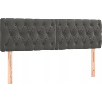 Čelo postele sametové, tmavě šedé, 144x78/88 cm, 2 ks