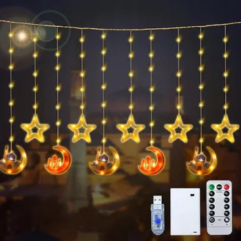 Vánoční dekorace Dekorativní světýlka FORMIZON - Hvězdy a Měsíc pro Ramadán 3 m 45 LED