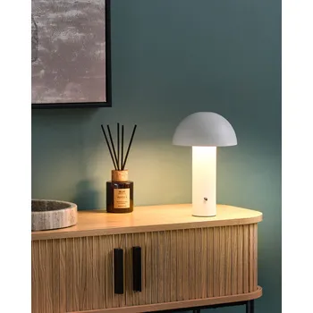 Lampička Stolní lampa bílá LED bezdrátová železo vnitřní venkovní ve tvaru houby moderní Beliani