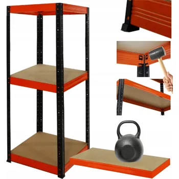 Dílenský regál Kovový regál do skladu a dílny HELIOS 90x30x30 cm, 3 police, nosnost 175 kg, ROBUSTNÍ