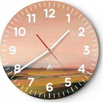 Hodiny Nástěnné hodiny do obýváku 40x40 Krajina Kulatý Skleněné hodiny Loft Tiché