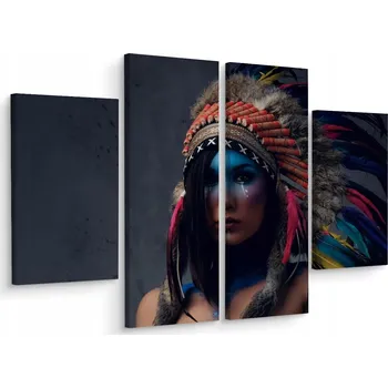 Obraz Obraz Čtyřdílný PORTRET Indiánky 3D Efekt 200x150 cm