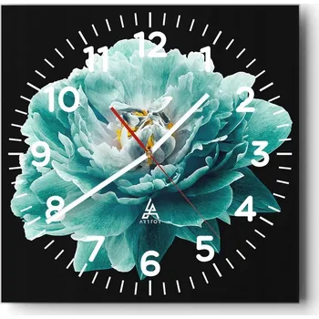 Hodiny Kuchyňské nástěnné hodiny 30x30 Květina Skleněné hodiny do obýváku Moderní Tiché