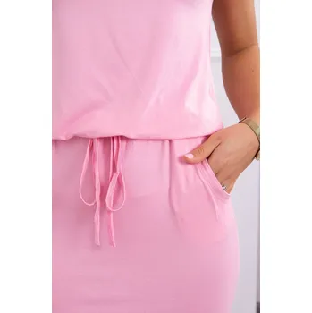 Dámské šaty Dámské pudrově růžové šaty s krátkými rukávy K-Fashion, UNI i519_17554-U