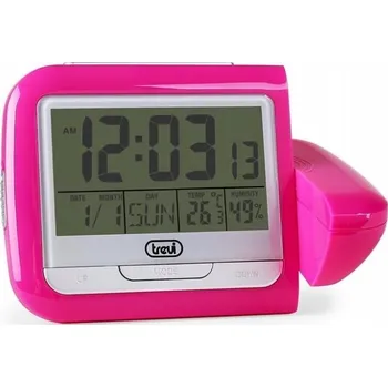 Budík BUDÍK S PROJEKTOREM A VLHKOMĚREM Trevi PJ3027 RŮŽOVÝ 12,5x8,8x4,2 CM