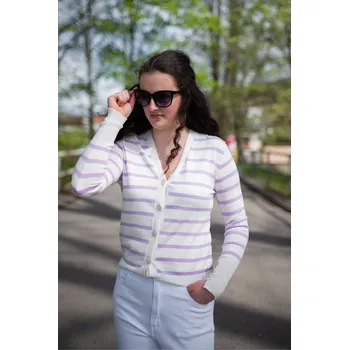 Dámský svetr Svetřík propínacíi LC-8913 barva: fialová-lila, velikost: S/M