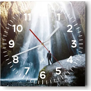 Hodiny Kuchyňské nástěnné hodiny 30x30 Vodopád Skleněné hodiny do obýváku Moderní Tiché